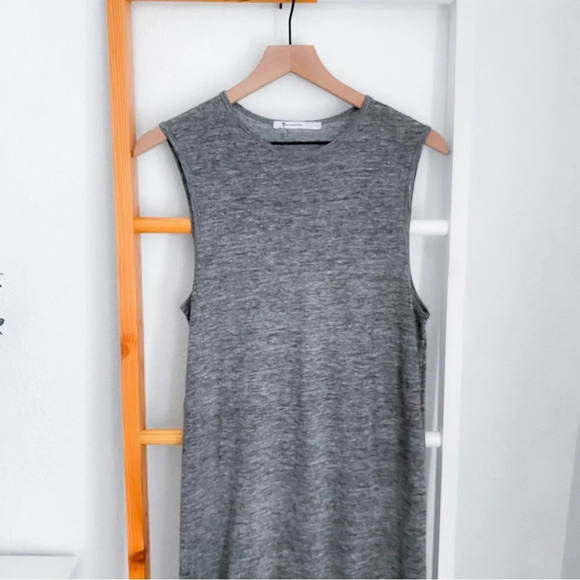 Alexander Wang Heather Linen Muscle Maxi Long Dress Gray Side Slit XS - Picture 6 of 15
